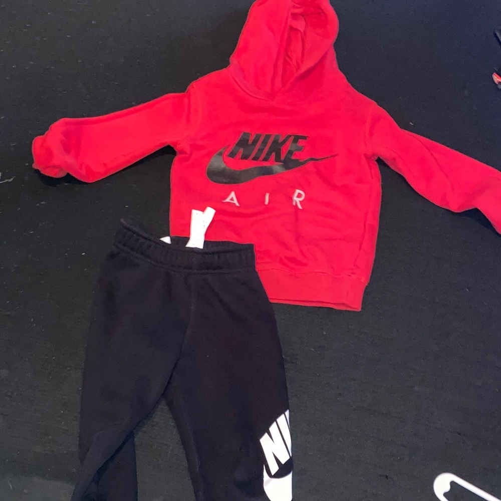 Nike Kids Red Hoodie and Black Sweatpants